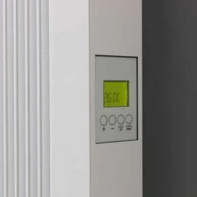 Close-up of a built-in digital radiator thermostat